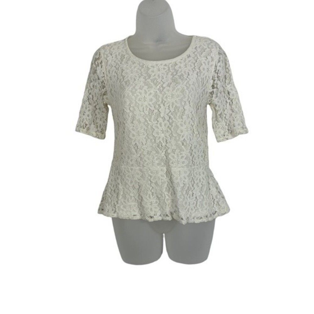 Ann Taylor Cream Lace Shirt Round Neckline Bodice Is Fully Lined Size S